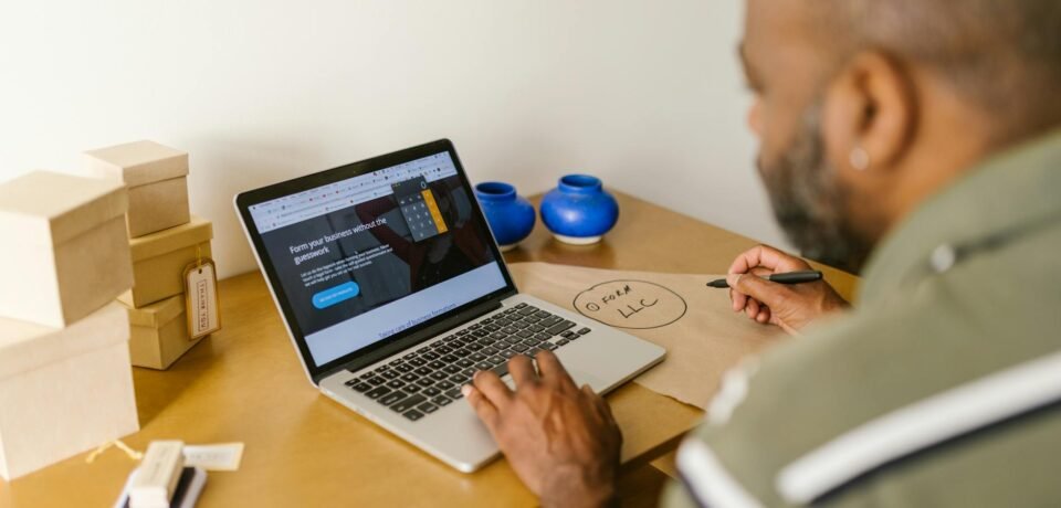 a man looking at a website on the internet