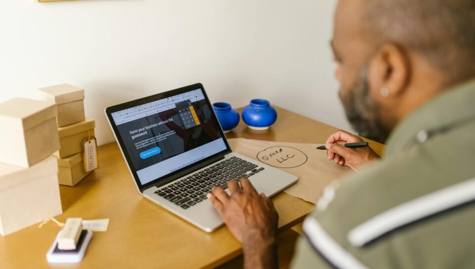 a man looking at a website on the internet
